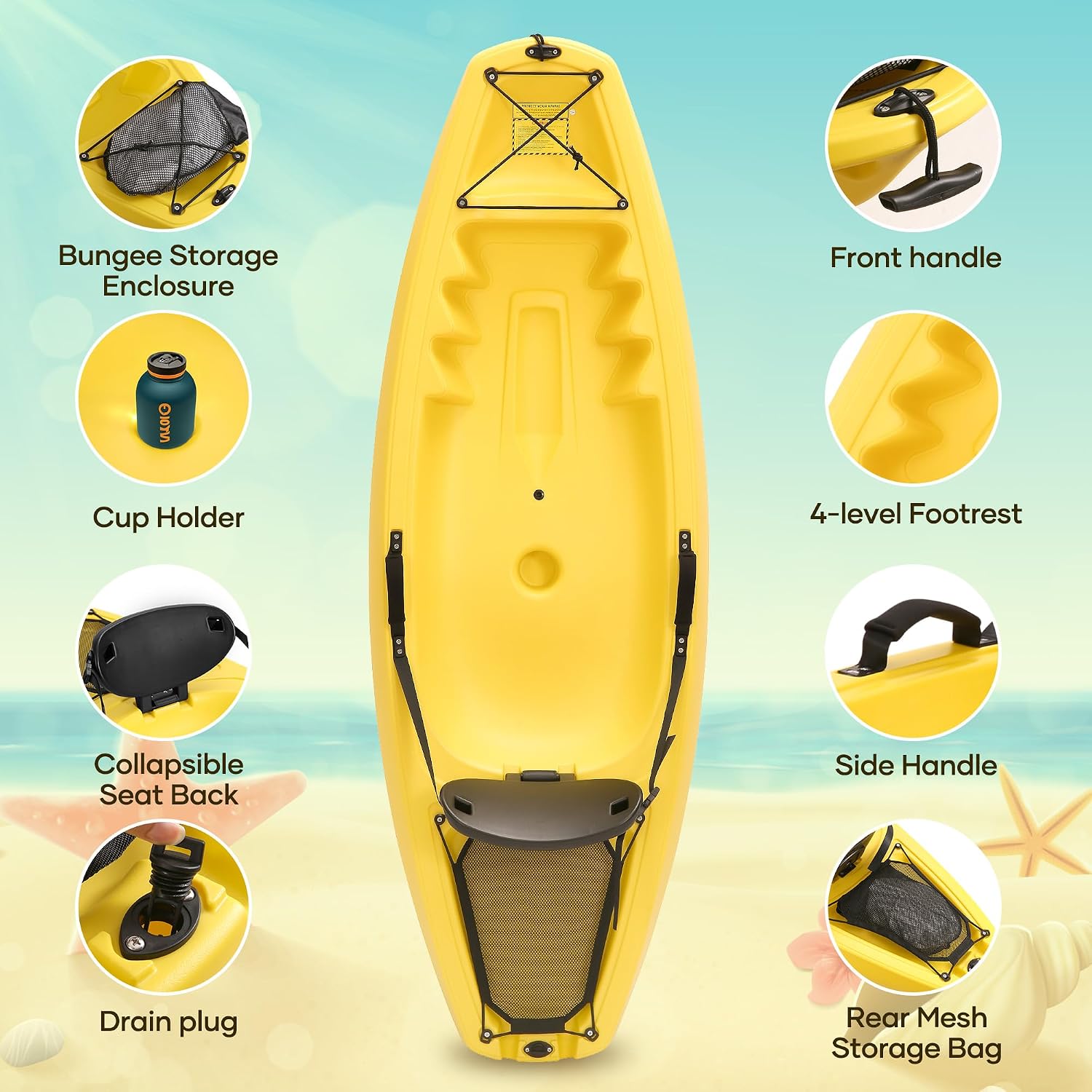 Kayak con Remo de 6.5 Pies, Bo - Fishing Kayak Sit In reseña y precio